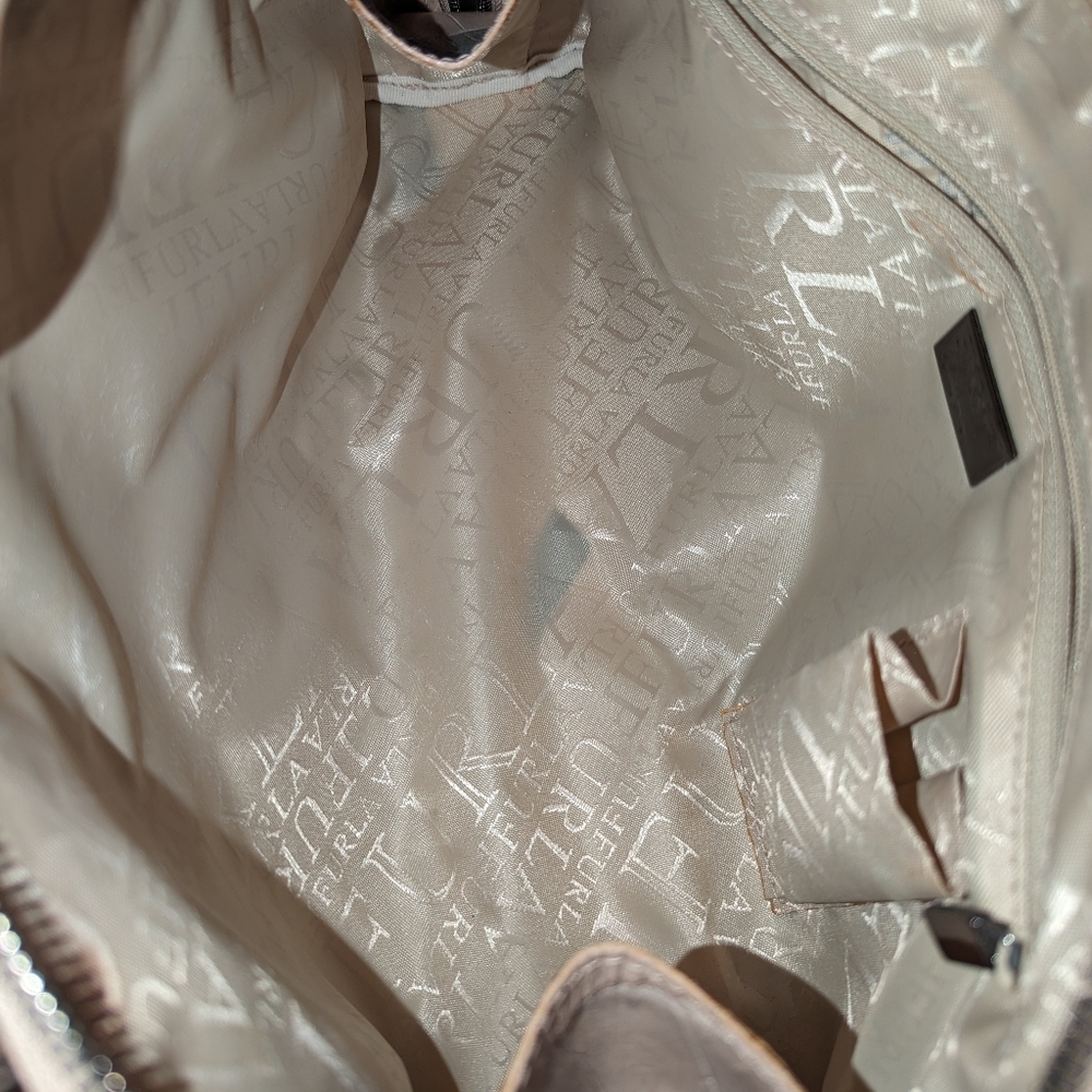 Furla Croc Embossed Beige Leather Satchel - Picture 8 of 15